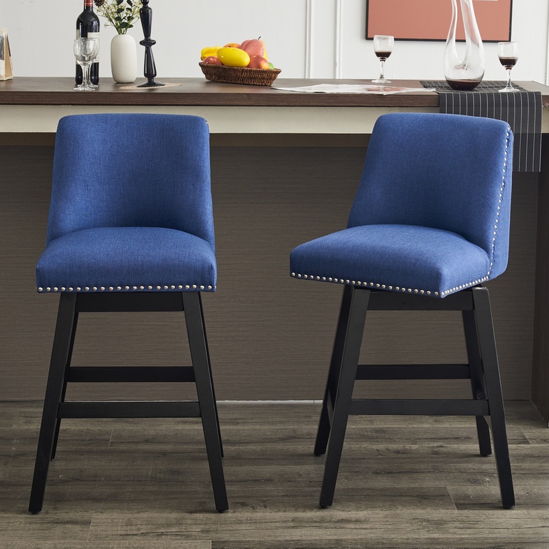 Commercial Kitchen Designer - Dark Blue Upholstered Bar Stools Set