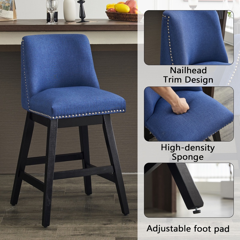 Dark Blue Upholstered Bar Stoo - огляд і ціна Commercial Kitchen Designer