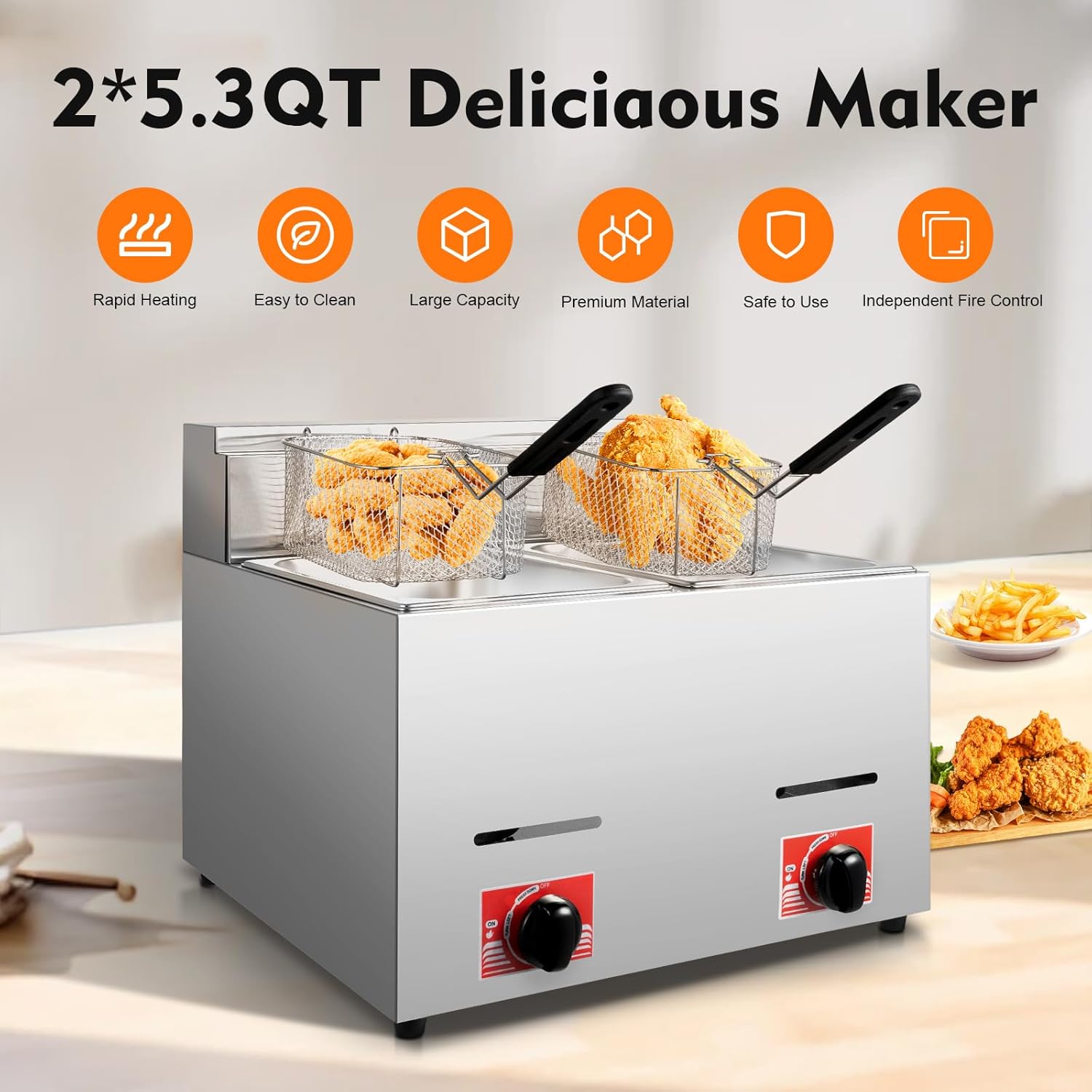 Stainless Steel Deep Double Cy - огляд і ціна Deep Fryer Commercial